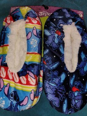 new DISNEY cute lilo & STITCH 2-PACK soft FUZZY BABBA SLIPPER SOCKS